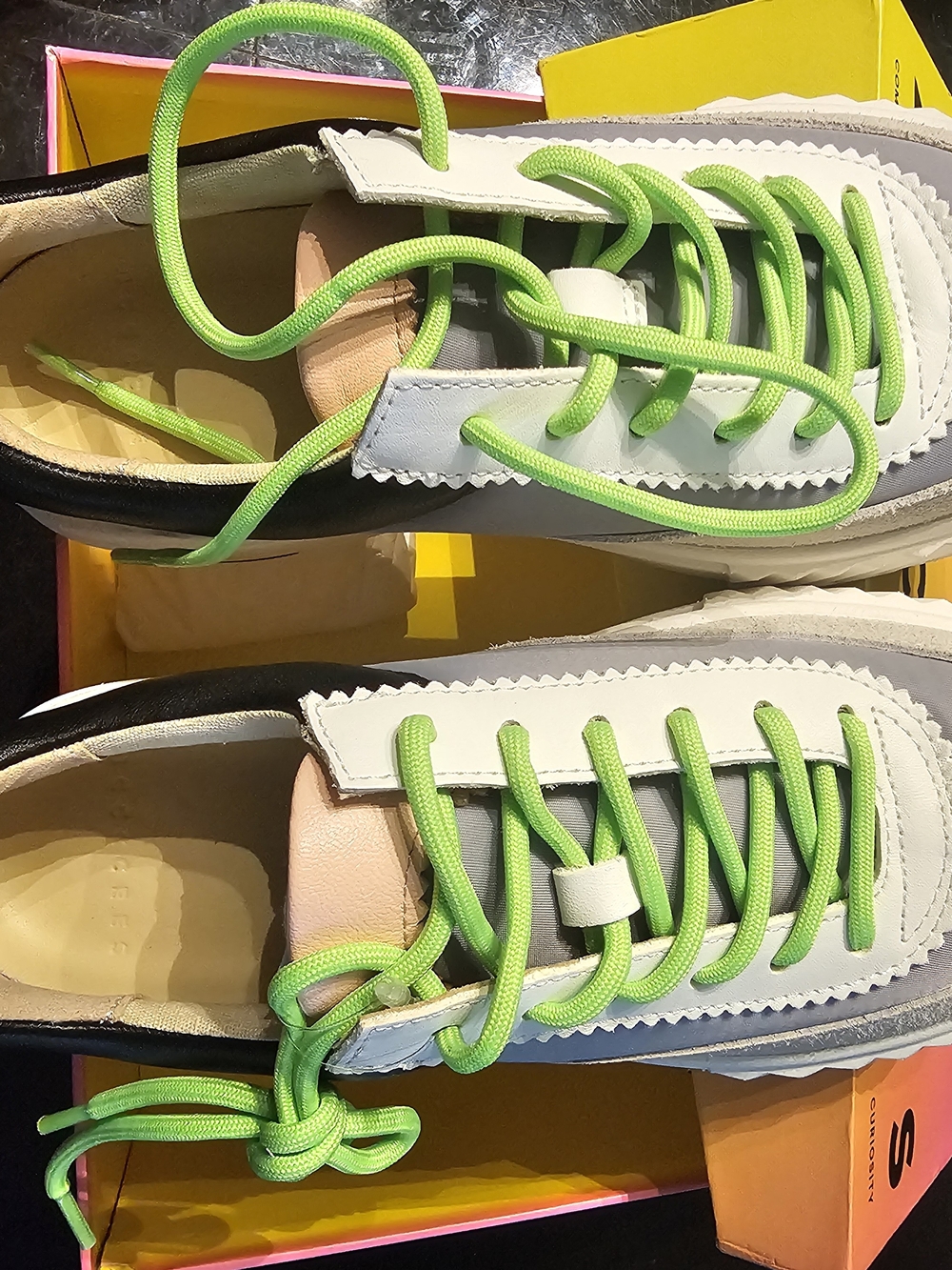 Womens Athletic Sneakers with Neon Green Laces